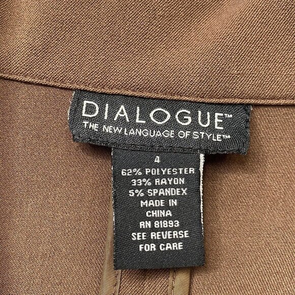Dialogue Pant Suit Womens 4 Brown 2 Pc New Language of Style Brown Jacket Pants - Picture 6 of 16